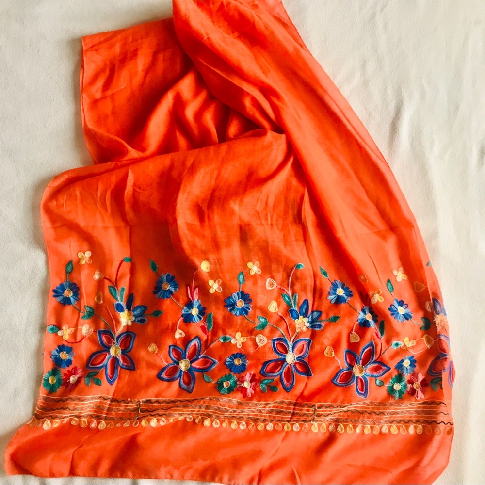 Beautiful Boho Embroidered Scarf